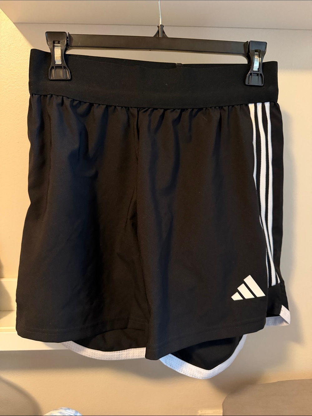 Adidas Black Athletic Shorts with White Stripes